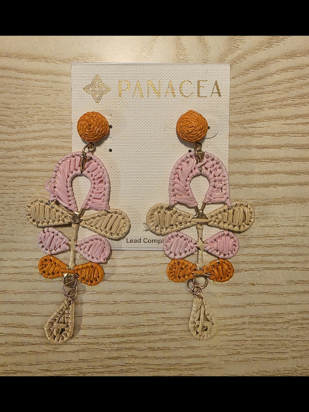 Nordstrom Pink, Orange & Natural Woven Statement Drop Earrings